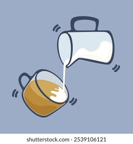 Set of vector illustrations making fresh coffee drinks Roasted and ground, fragrant Beretta style milk diffrent coffee. Hot coffee cup. Isolated on the background. For designing food and drink menus