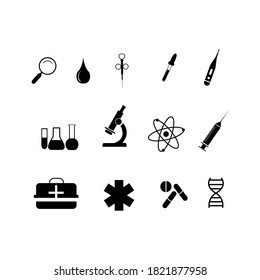 Set of vector illustrations of medical and science icons.