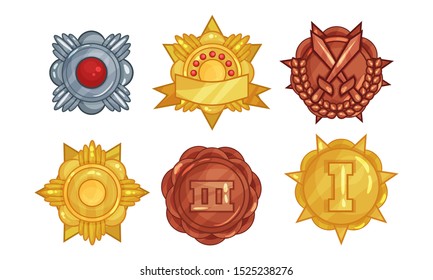 Set Of Vector Illustrations With Melals Of Different Ranges And Metals