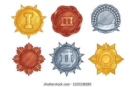 Set Of Vector Illustrations With Melals Of Different Ranges And Metals