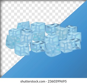 Set of vector illustrations of melting realistic style ice cubes