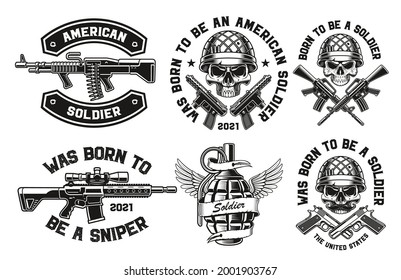 A set of vector illustrations for a military theme, these designs can be used as a t-shirt designs