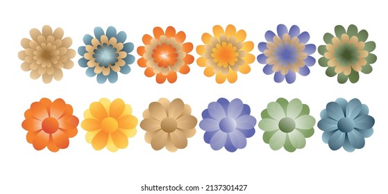 Set of vector illustrations of multicolored colors, gradient