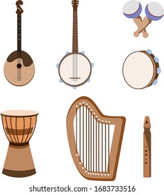 Set of vector illustrations of musical instruments
