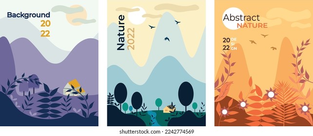 Set of vector illustrations nature 2022.