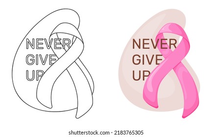 Set of vector illustrations Never Give Up isolated on white background in casual style
