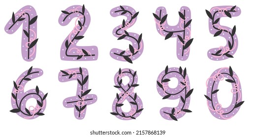 Set of vector illustrations, numbers, birthday.