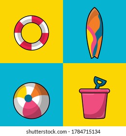 a set vector illustrations of objects that are often seen during summer