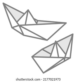 Conjunto de ilustraciones vectoriales de iconos de barcos de papel. Esbozar un simple barco de papel artesanal aislado en fondo blanco. Símbolo de icono de viaje y mar.
