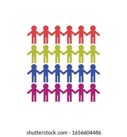 A set of vector illustrations of people holding hands.
