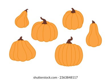 Set of vector illustrations of pumpkins isolated on white background