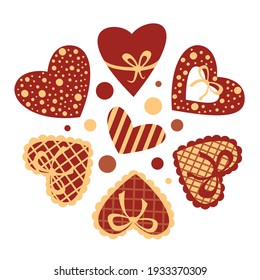 Set of Vector Illustrations of Red Hearts. Vector Illustrations isolated on white