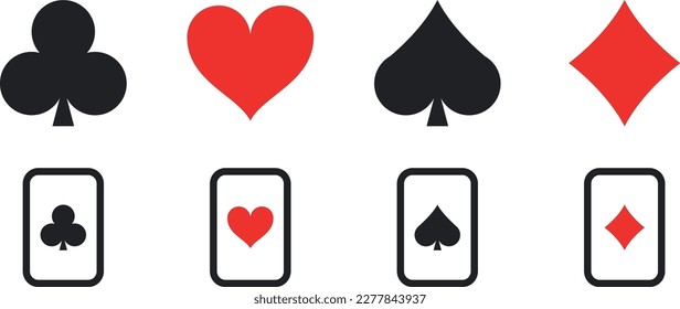 Set of Vector Illustrations representing Playing Card Suits 
