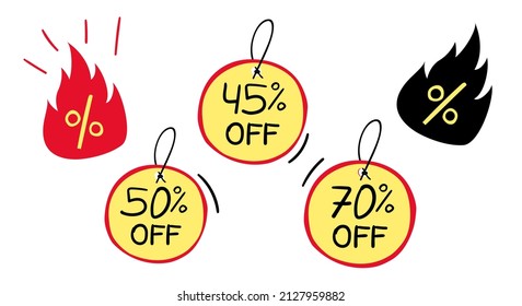 A set of vector illustrations for the sale, the inscription SALE, discount coupons. Illustration for banners, posters, sales, stores.