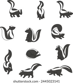 Set Vector illustrations of a skunk