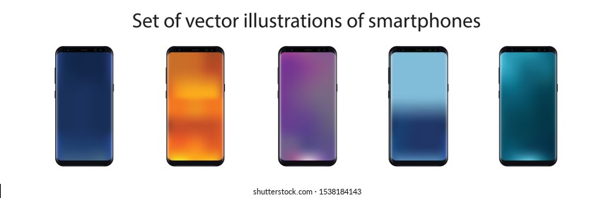 Set of vector illustrations of smartphones