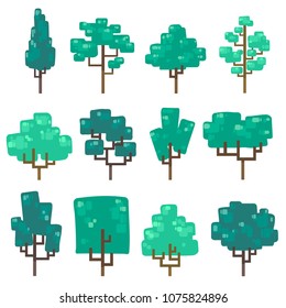 Set vector illustrations of tree in minimal design. ( Isolated  on background) Part 1