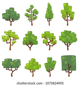 Set vector illustrations of tree in minimal design. ( Isolated  on background) Part 2