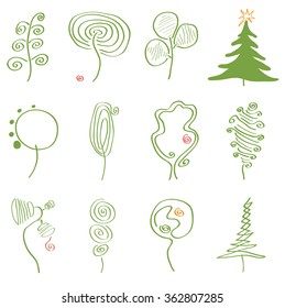 set of vector illustrations of trees of different abstract/vector set of abstract trees