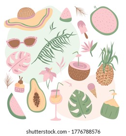
Set of vector illustrations for a tropical party.