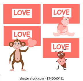 set of vector illustrations for Valentine's day