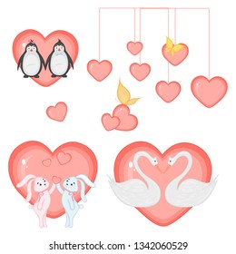 set of vector illustrations for Valentine's day
