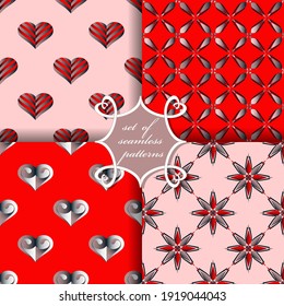 Set of  vector illustrations of Valentine's Day. Heart, abstract decorative shapes