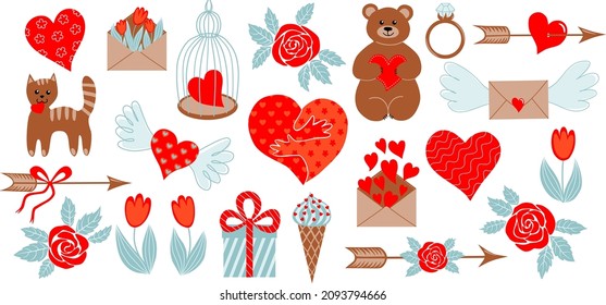 A set of vector illustrations for Valentine's Day.