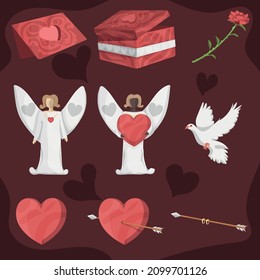 Set of vector illustrations for Valentine's day