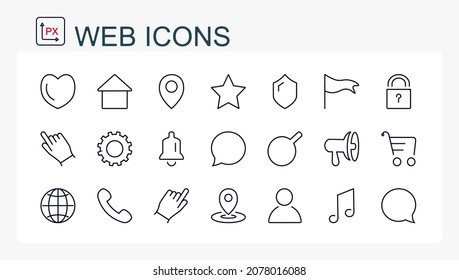 A set of vector illustrations, web icons from a thin line. Isolated, editable.