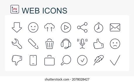 A set of vector illustrations, web icons from a thin line. Isolated, editable.