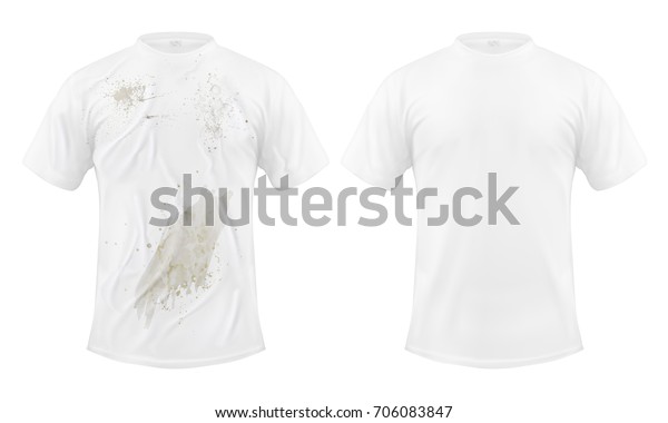 白い背景に汚れと汚れを付け ドライクリーニングの前後に清潔なtシャツのベクターイラストセット 印刷 テンプレート デザインエレメント のベクター画像素材 ロイヤリティフリー