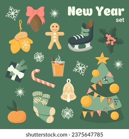Set of vector illustrations. Winter, christmas theme
