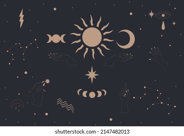 set of vector illustrations witch potion sorcery