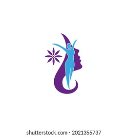 set of vector illustrations of women and flowers for icons or symbols. Perfect for salon, spa or women's health logos