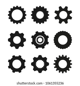 set of  vector image machine gears and transmission parts