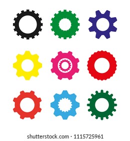 set of  vector image machine gears and transmission parts