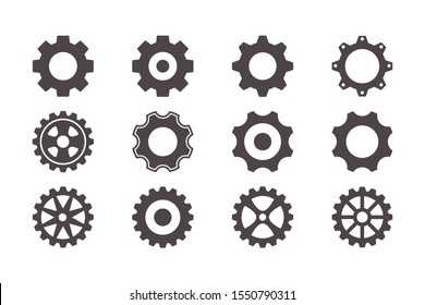 set of vector image machine gears and transmission parts