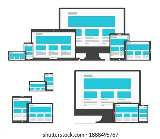 Set of vector images. Adaptive design on different devices.