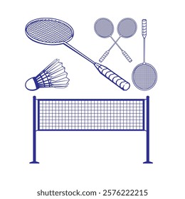 a set of vector images of badminton sports equipment