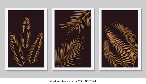 A set of vector images in a botanical style on a dark background. For poster, cover, brochure, print.