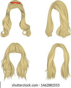 Set of vector images of bronze hairstyles For women with long bronze hair