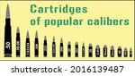 Set of vector images of cartridges of different caliber