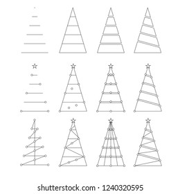 Set of vector images of Christmas tree