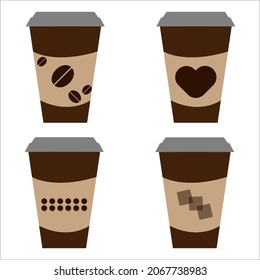 conjunto de imágenes vectoriales de bebidas de café con diferentes dibujos