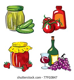 set vector images of conservation fruit and vegetables