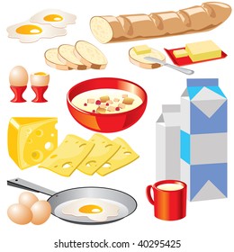 set of vector images of dairy products for your design