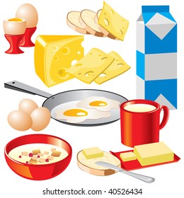 set of vector images of dairy products for your design.