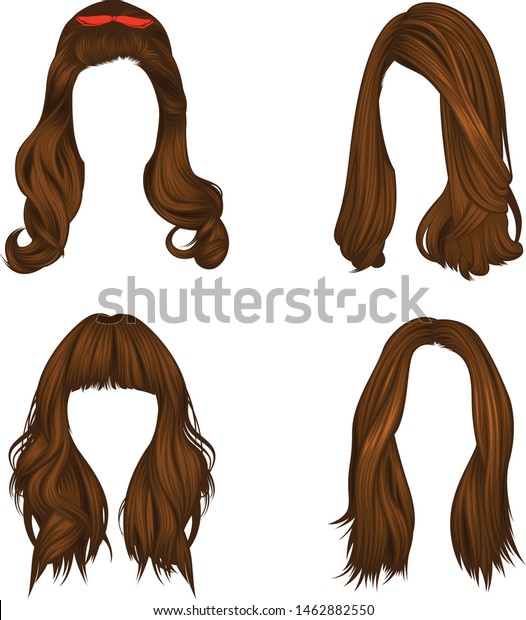 Set Vector Images Dark Brown Hairstyles Stock Vector