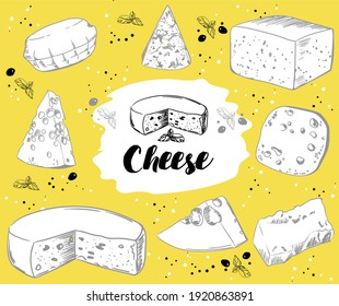 Set Vector Images Different Types Cheese Stock Vector (Royalty Free ...